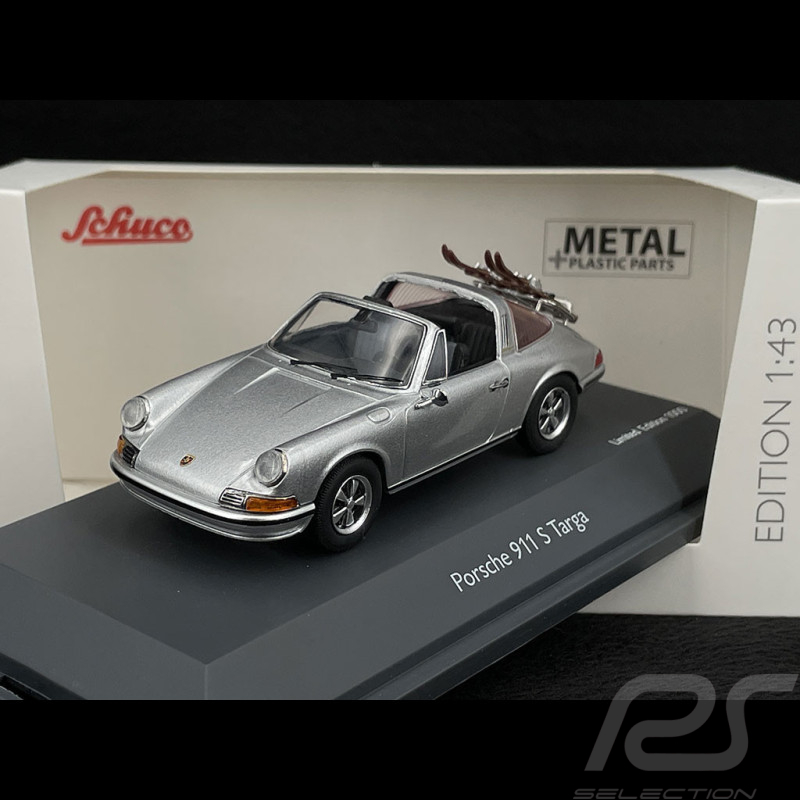 Porsche 911 S Targa 1967 Argent avec skis 1/43 Schuco 450367800