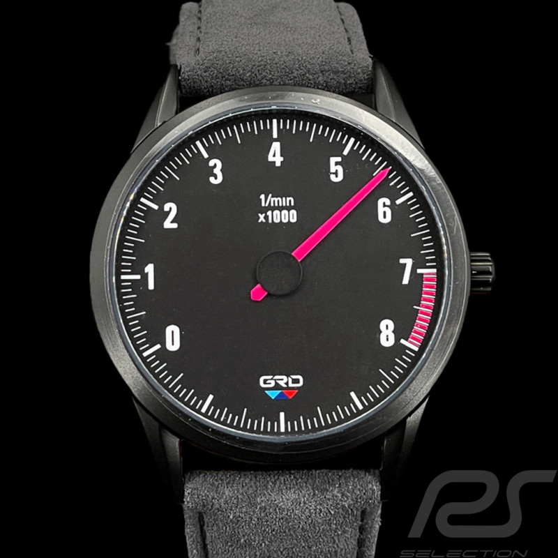 Tachometer Uhr BMW M3 E30 Einzeiger 7000 U/min Schwarz / Graues Armband