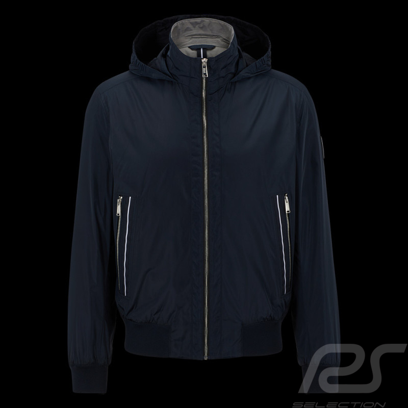 Wasserabweisend Porsche x BOSS Jacke Kapuzenkragen Regular Fit Dunkelblau BOSS 50490420_404 - Herren