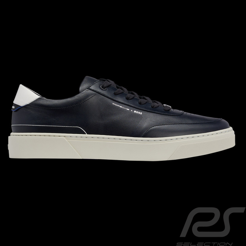 Porsche x BOSS Schuh Schnür-Sneaker mit perforierten Details Leder Dunkelblau BOSS 50492628_401 - Herren