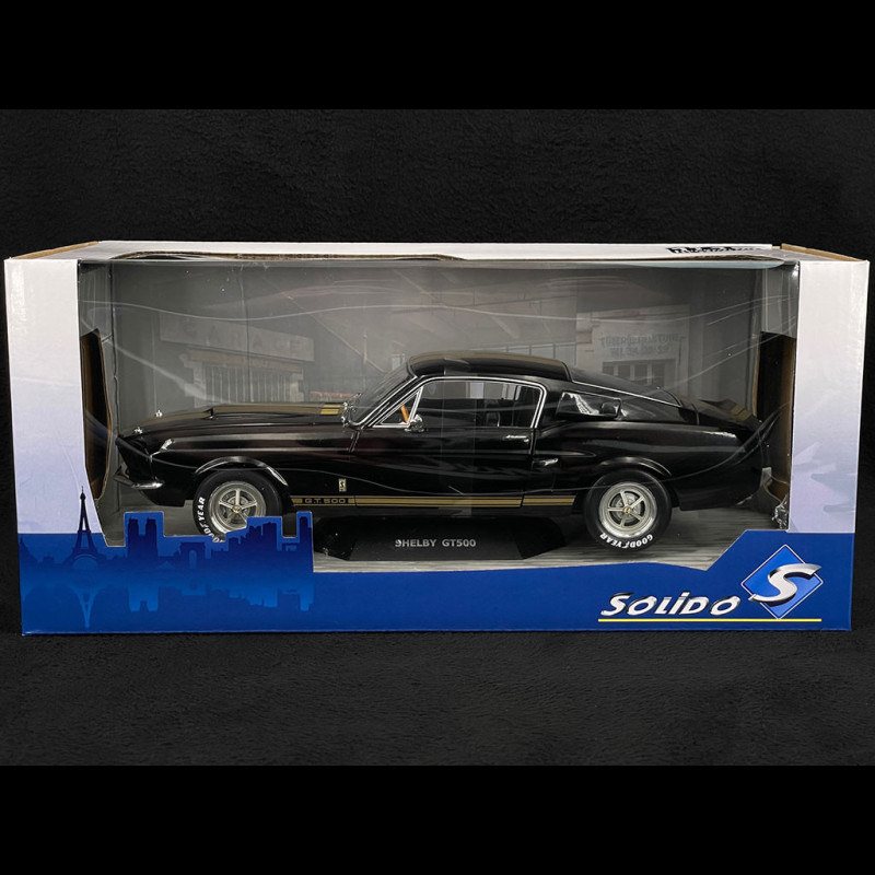 Solido 1/18 Ford Mustang GT Shelby GT500 Black / Gold Stripes 1967 #S1 –  Gateway Model Cars