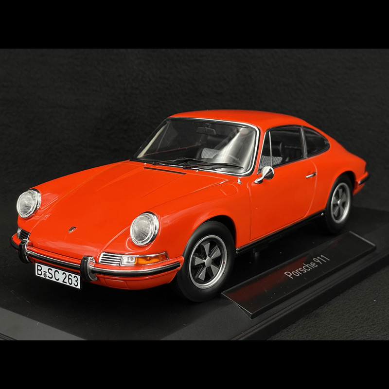 PORSCHE 911 E 1970 Orange Voiture De Collection Miniature NOREV 1/18 –