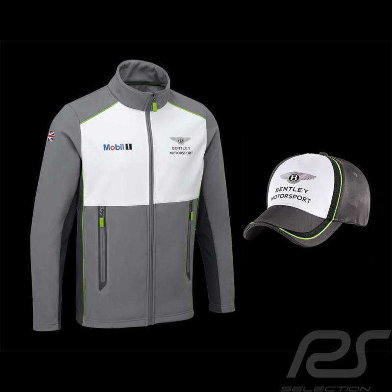 Duo Bentley Jacke Motorsport Softshell + Bentley Motorsport Kappe Grau / Weiß - herren