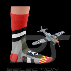 Inspiration P51 Mustang Old Crow socks Grey / Red / Black - unisex - Size 41/46