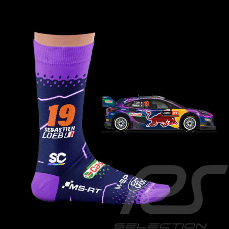 Inspiration Ford Puma M-Sport Sébastien Loeb WRC socks Blue / Purple - unisex - Size 41/46
