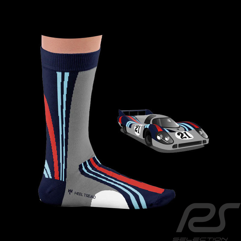 Inspiration Porsche 917 LH 24h Le Mans 1971 Martini socks Grey / Blue / Red - unisex - Size 41/46