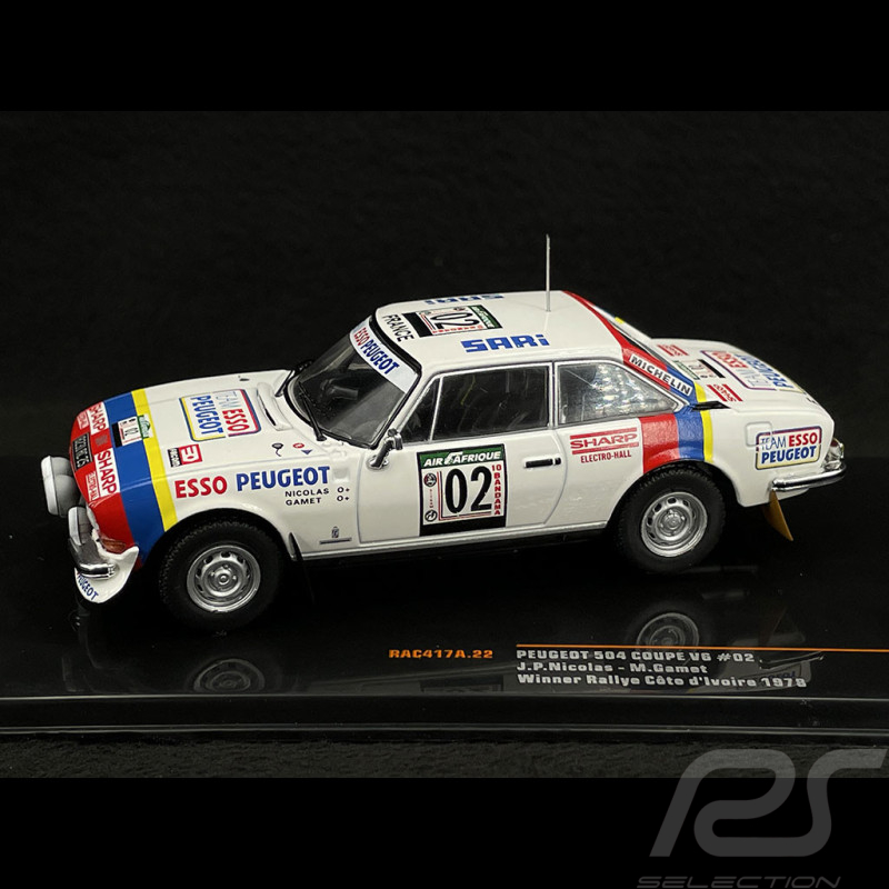 Peugeot 504 Coupé V6 n° 2 Winner Rallye Côte d'Ivoire 1978 1/43 Ixo Models RAC417A
