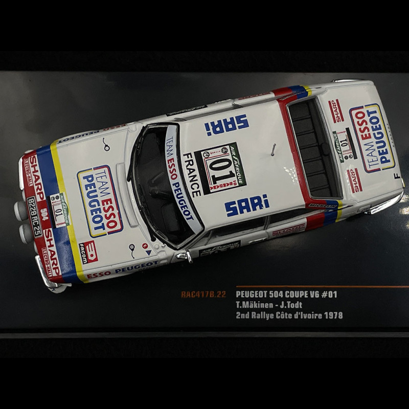 IXO 1/43 Peugeot 504 Coupé V6 – Rallye Côte D'Ivoire 1978 – Collection, Modèle Neuf