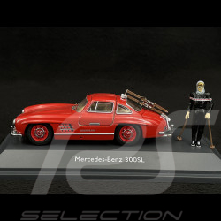 Mercedes-Benz 300 SL 1954 avec skis et figurine Rouge 1/43 Schuco 450376600