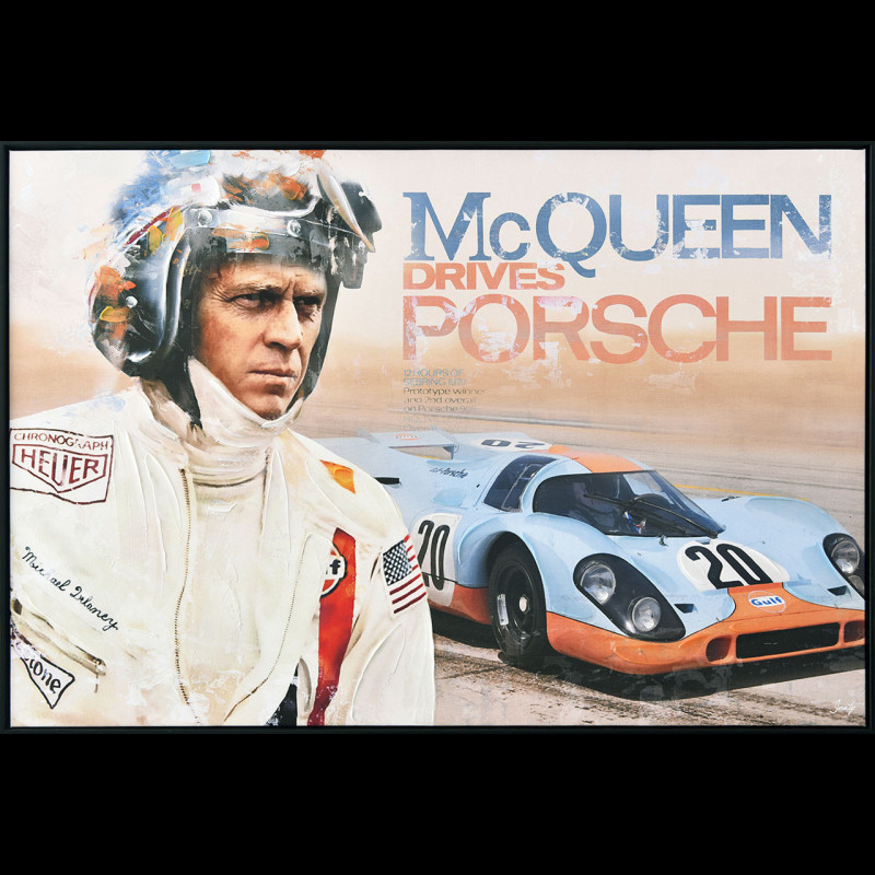 Tableau steve mcqueen, décoration voiture, panneau Plaque le mans gulf
