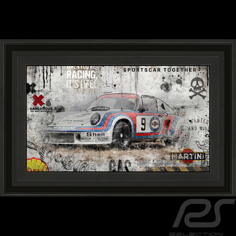 Cadre Porsche 911 RSR Turbo n°9 Martini Racing Illustration originale 60 x 90 cm - 14.2600