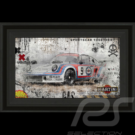 Frame Porsche 911 RSR Turbo n°9 Martini Racing Original illustration 60 x 90 cm - 14.2600