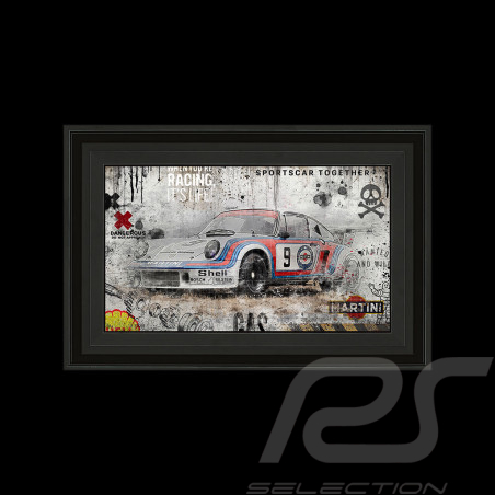 Cadre Porsche 911 RSR Turbo n°9 Martini Racing Illustration originale 30 x 45 cm - 14.2601