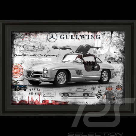 Cadre Mercedes 300 SL Gullwing Illustration originale 60 x 90 cm - 14.2603