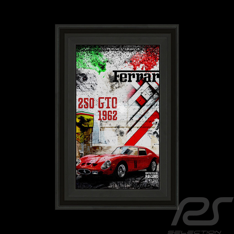 Cadre Ferrari 250 Gto 1962 Rosso Illustration originale 30 x 45 cm - 14.2593