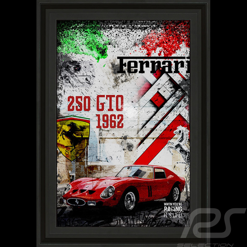 Cadre Ferrari 250 Gto 1962 Rosso Illustration originale 60 x 90 cm - 14.2592