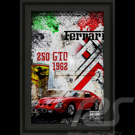 Cadre Ferrari 250 Gto 1962 Rosso Illustration originale 60 x 90 cm - 14.2592