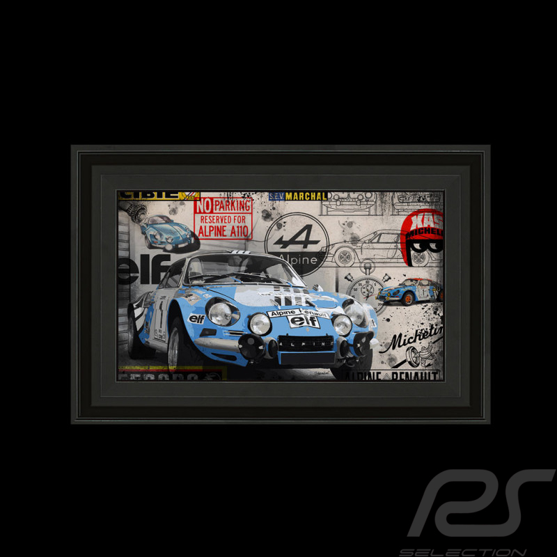 Rahmen Alpine Renault A110 n°1 Bleu Panama Originalabbildung 30 x 45 cm - 14.2599