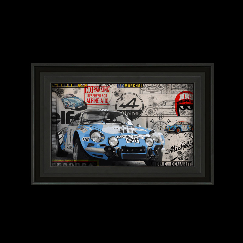 Cadre Photo Bois Avec Voiture Alpine A110 Berlinette Miniature 1/43