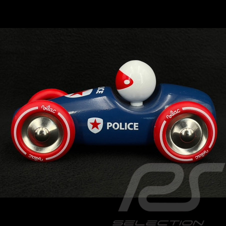 Vintage Wooden Racing Car Police Blue / Red 2247P