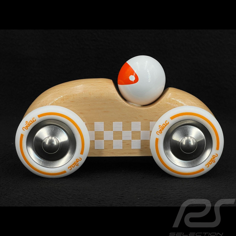 Vintage Holz Rallyauto Checkers Naturholz / Weiß 2283S