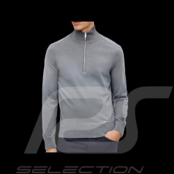 Regular-Fit Sweater with Stand Collar White Cotton Fleece