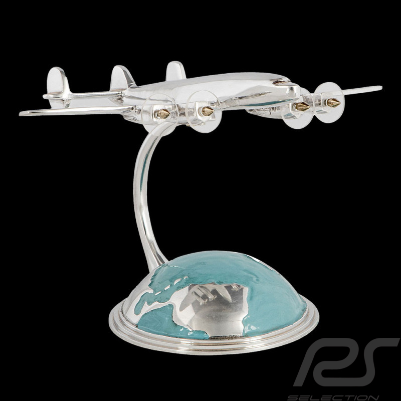 Flugzeug Lockheed Constellation 1945 mit Aluminiumsockel Bemalter Halbglobus AP103A