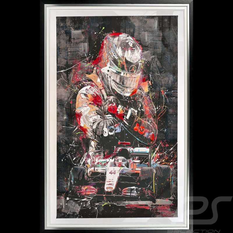 Cadre Mercedes AMG F1 n°44 Lewis Hamilton World Champion Illustration originale 80 x 120 cm - 4726