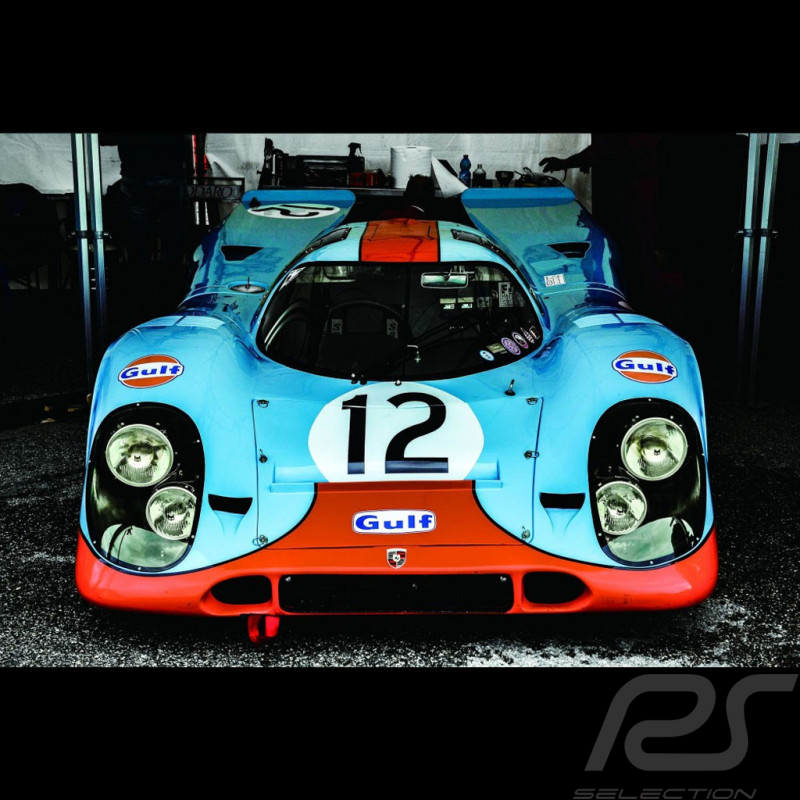 Cadre Porsche 917 K n°12 Gulf JWA Racing Illustration originale 80 x 120 cm - 458038