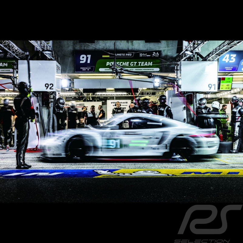 Porsche Rahmen 911 RSR n°91 LMGTE-Pro Pit Stop Le Mans Originalabbildung 80 x 120 cm - 458039