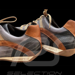 Chaussure en Cuir Sport sneaker / basket style pilote Bleu Pétrole / Cognac - Homme