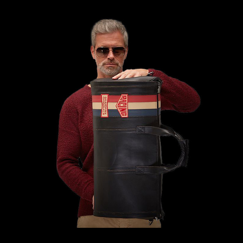 Racing Reisetasche Vintage Weekender Schwarz Leder