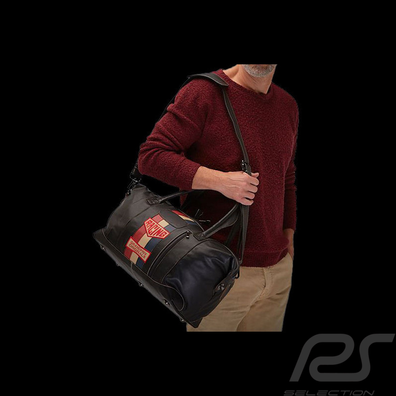 Sac de Voyage Racing Vintage en Cuir Noir Medium