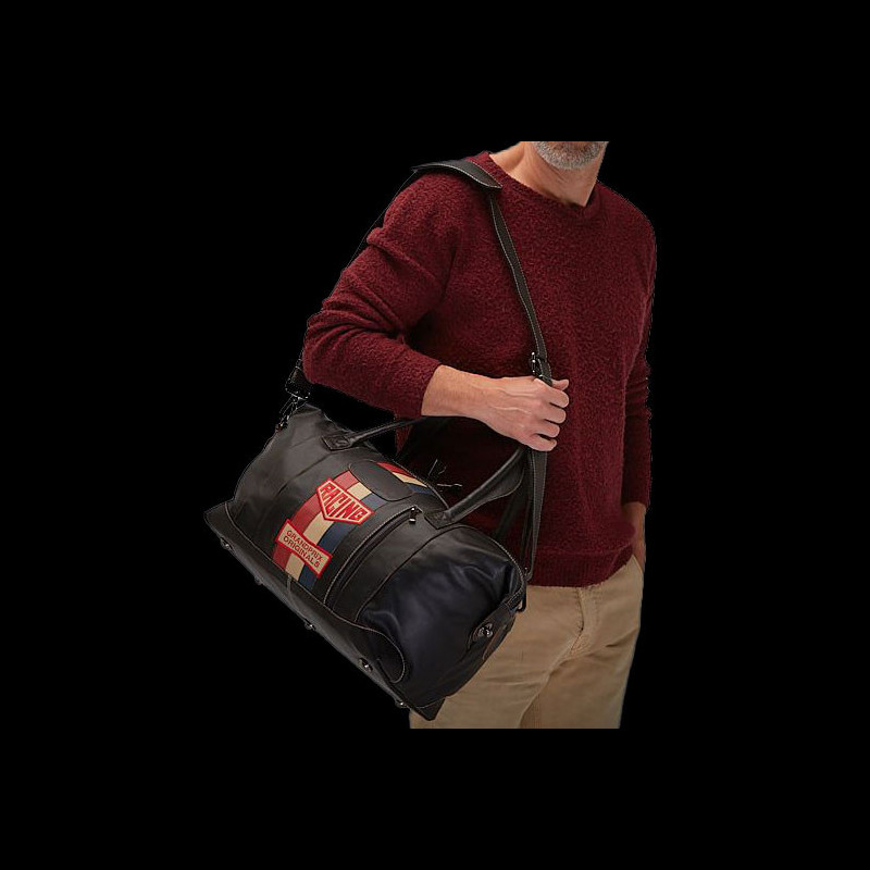 Racing Reisetasche Vintage Schwarz Leder Medium