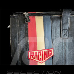Racing Reisetasche Vintage Weekender Schwarz Leder