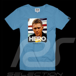 T-shirt Steve McQueen American Icon Bleu Hero Seven - Homme