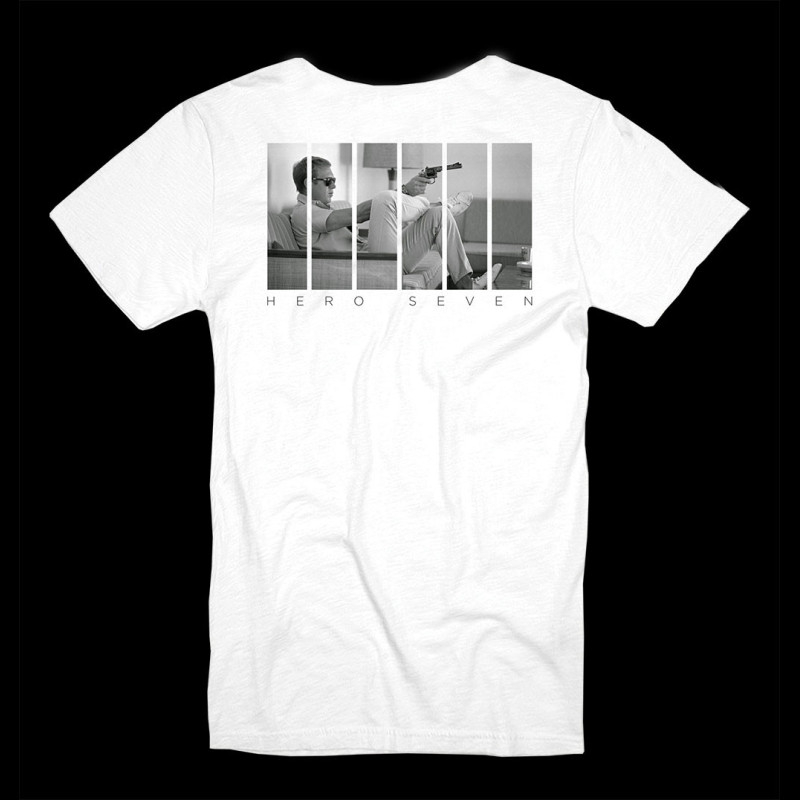 Steve McQueen T-shirt Gun Sofa White Hero Seven - Men