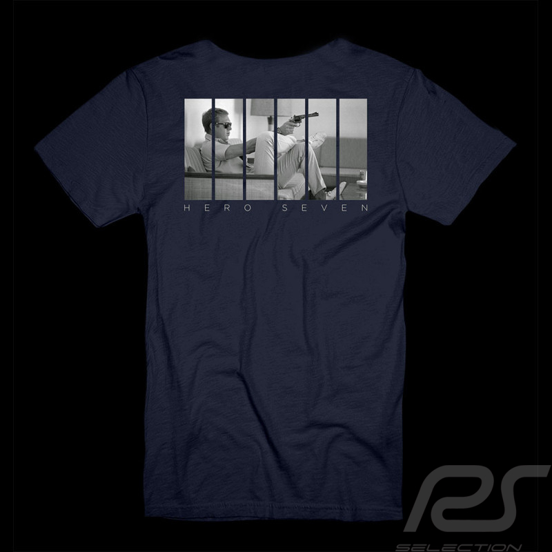 T-shirt Steve McQueen Gun Sofa Bleu Marine Hero Seven - Homme