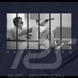 Steve McQueen T-shirt Gun Sofa Navy Blue Hero Seven - Men