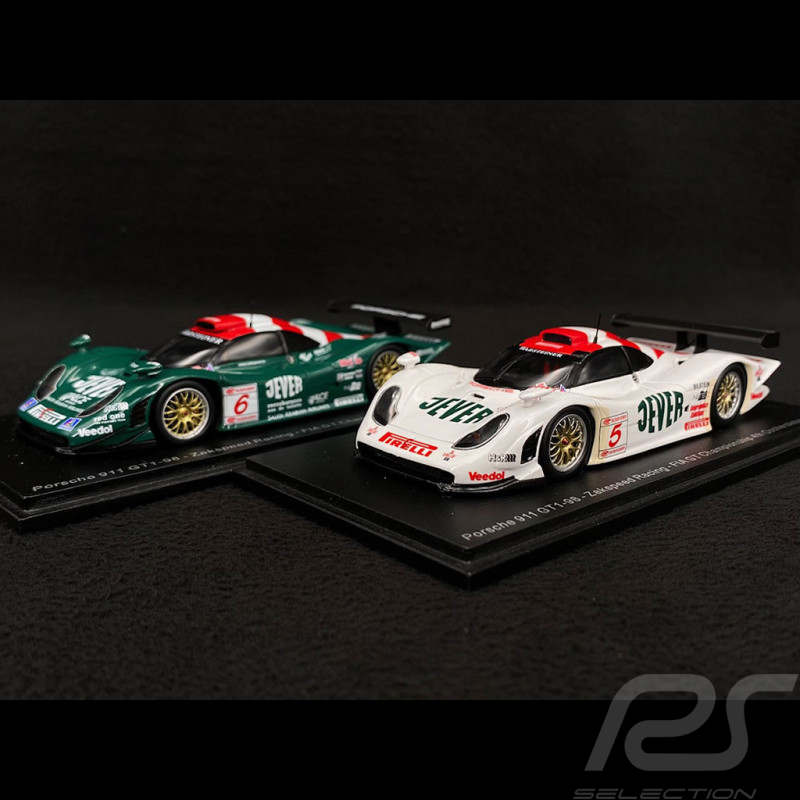 Set of 2 Porsche 911 GT1-98 Type 996 500km Oschersleben and 3rd 500km Silverstone 1998 1/43 Spark