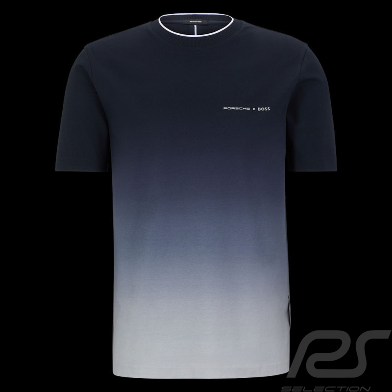 Porsche x BOSS T-shirt Stretch Baumwolle Dégradé-Print Dunkelblau BOSS 50486234_404 - Herren