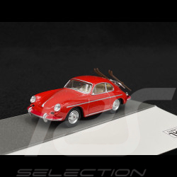 Porsche 356 Carrera 2 Coupe avec Ski 1962 Rouge 1/64 Schuco 452034900