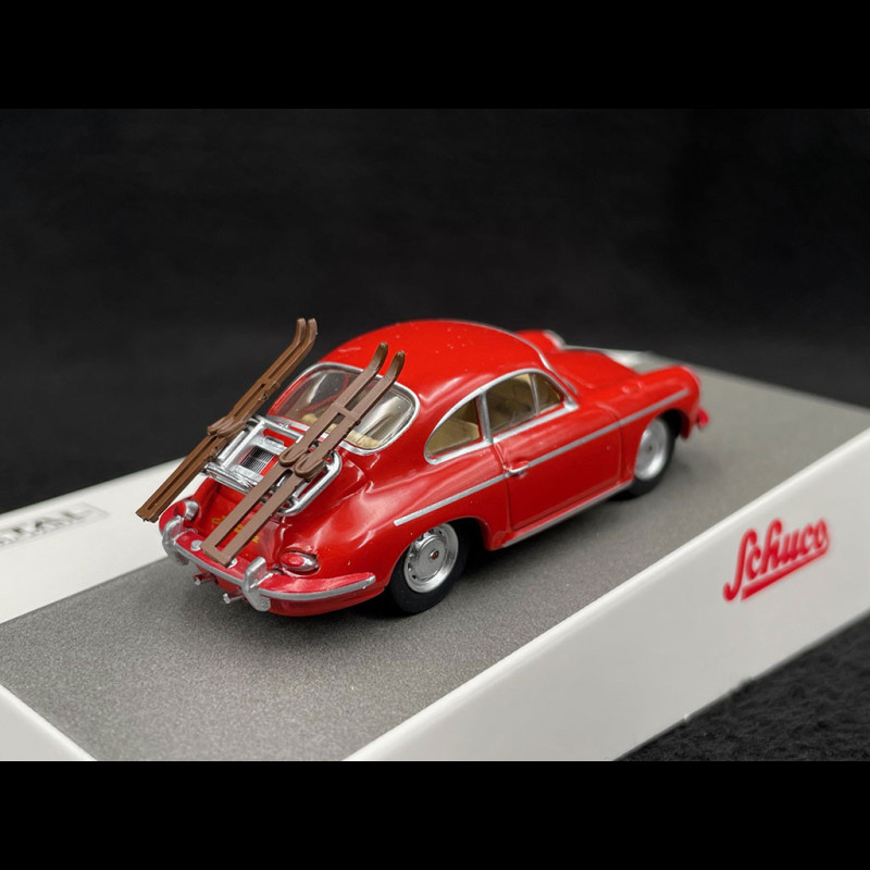 Porsche 356 Carrera 2 Coupe with Ski 1962 Red 1/64 Schuco 452034900