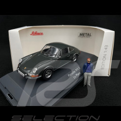 Porsche 911 S 1968 avec Figurine Steve McQueen / Film Le Mans Gris Ardoise 1/43 Schuco 450361700