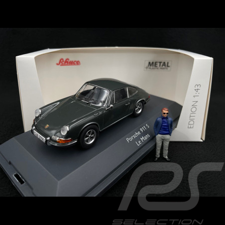 Porsche 911 S 1968 mit Steve McQueen Figur / Le Mans Film Schiefergrau 1/43 Schuco 450361700