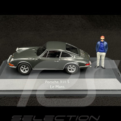 Porsche 911 S 1968 avec Figurine Steve McQueen / Film Le Mans Gris Ardoise 1/43 Schuco 450361700