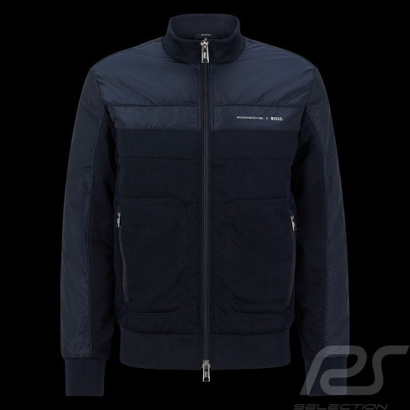 Veste Porsche x BOSS Sweatshirt Hybride Logo Capsule Coton imperméable Bleu foncé BOSS 50486249_404 - Homme