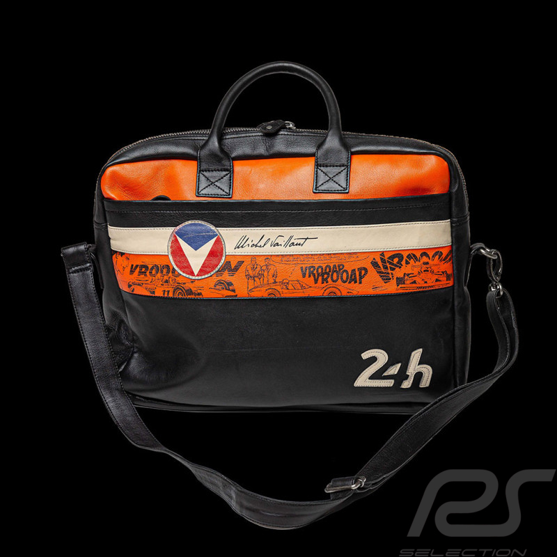24h Le Mans Umhängetasche Michel Vaillant Laptop Leder Schwarz 26856-3046