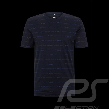 T-shirt Porsche x BOSS Slim Fit Coton Mercerisé Bleu foncé BOSS 50486222_404 - Homme