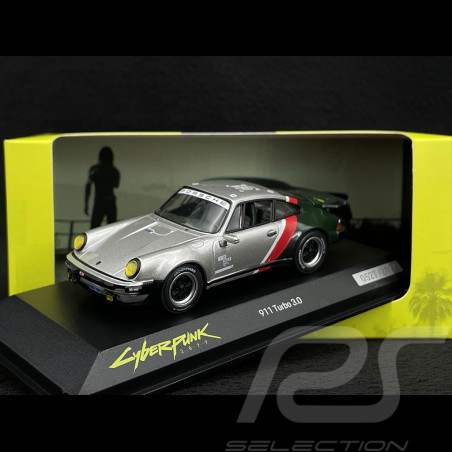 Porsche 911 Turbo Type 930 Cyberpunk 2077 1977 Argent / Vert / Rouge 1/43 Minichamps WAP0209300NTRB